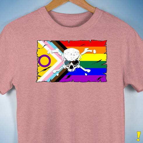 Intersex Inclusive Progress Pride Pirate Flag Premium Unisex T-Shirt - Mauve Heather